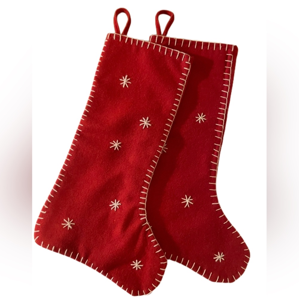 Accents de Ville Red Stockings with White Stitching Detailing